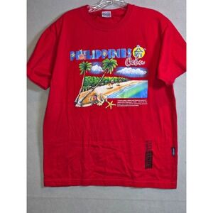 Dibuho Philippines Cebu Hand Painted Red Souvenir Graphic T-Shirt Mens Large
